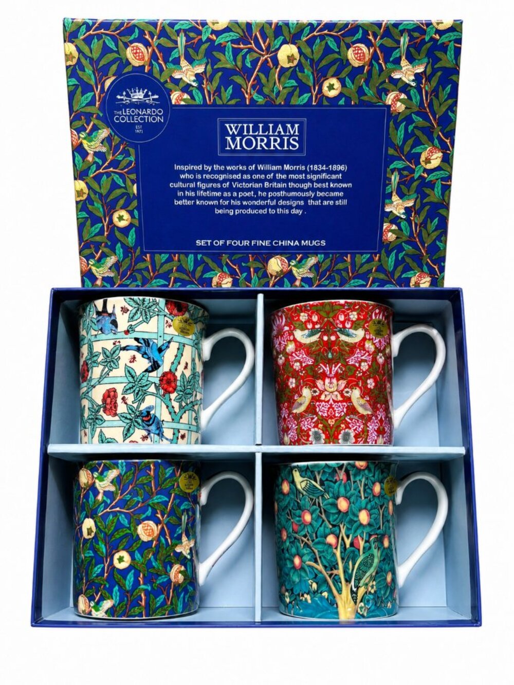 William Morris Fine China Mugs SET OF 4 Leonardo Collection NWT